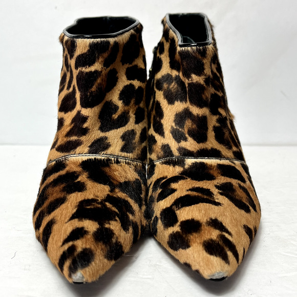 Brian Atwood Boots Womens 7.5M Leopard Print Calf Hair Pointed Toe Kitten Heel - Picture 5 of 13